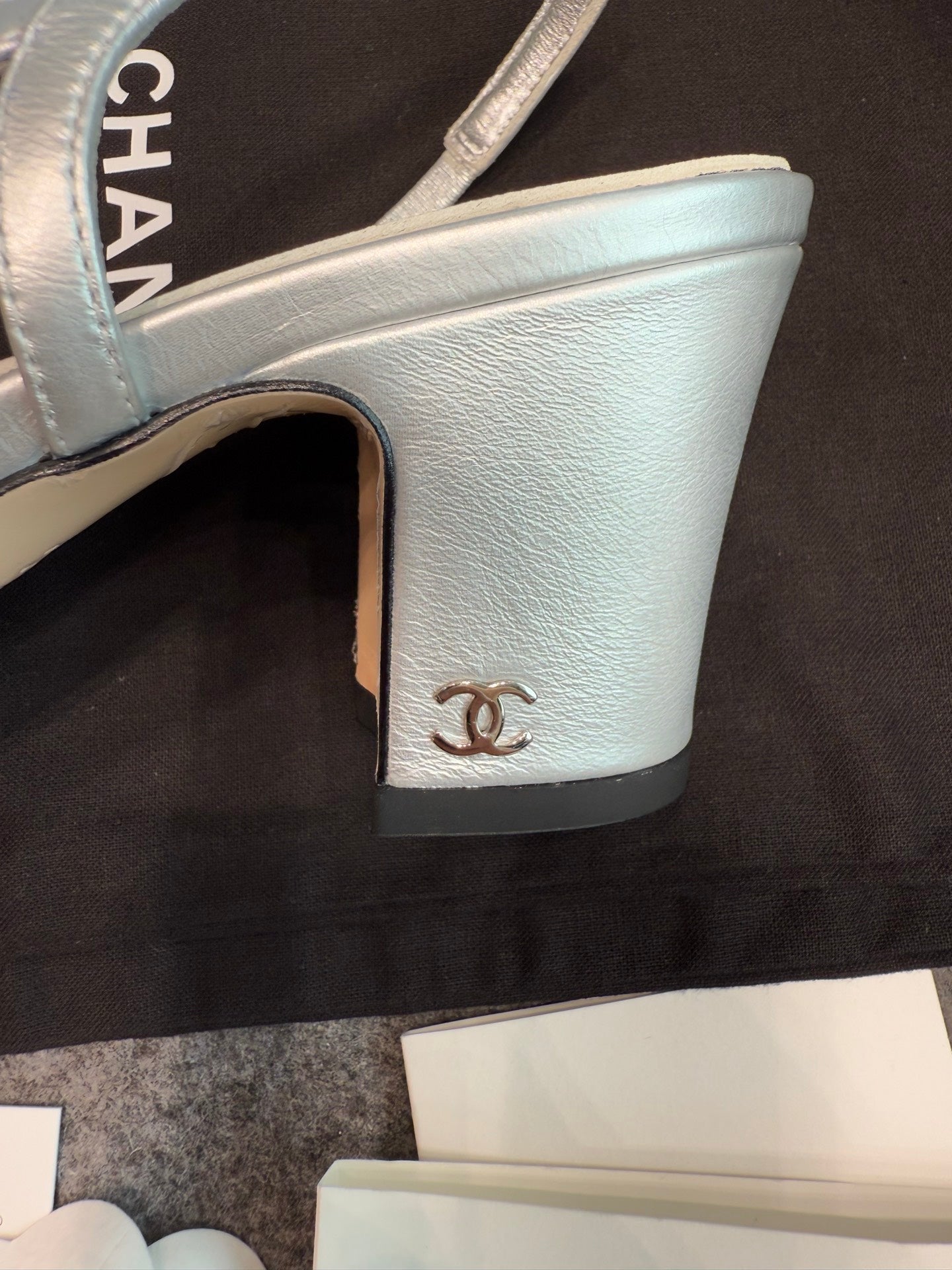 Chanel Silver Slingback Heels