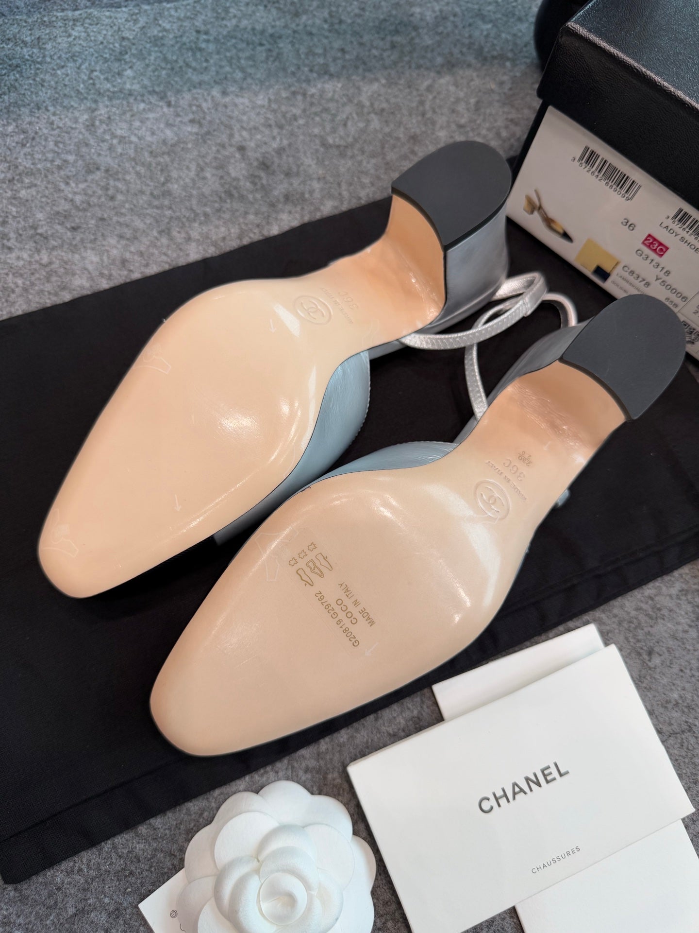 Chanel Silver Slingback Heels