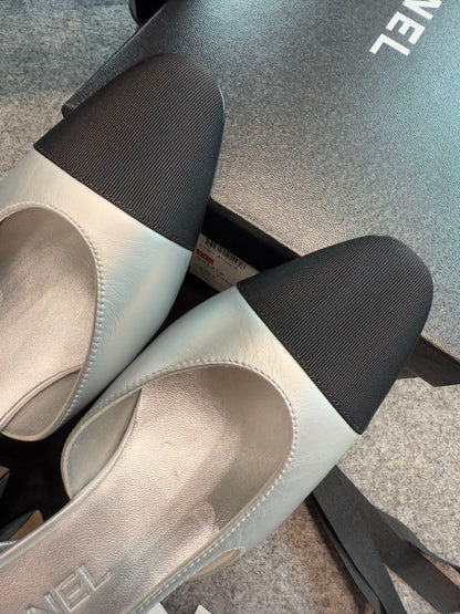 Chanel Silver Slingback Heels