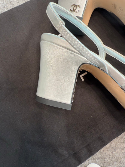 Chanel Silver Slingback Heels