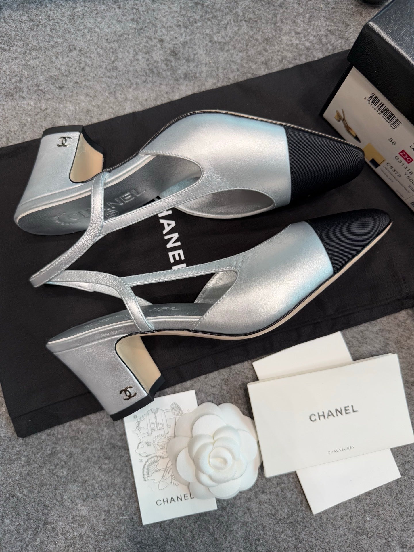 Chanel Silver Slingback Heels