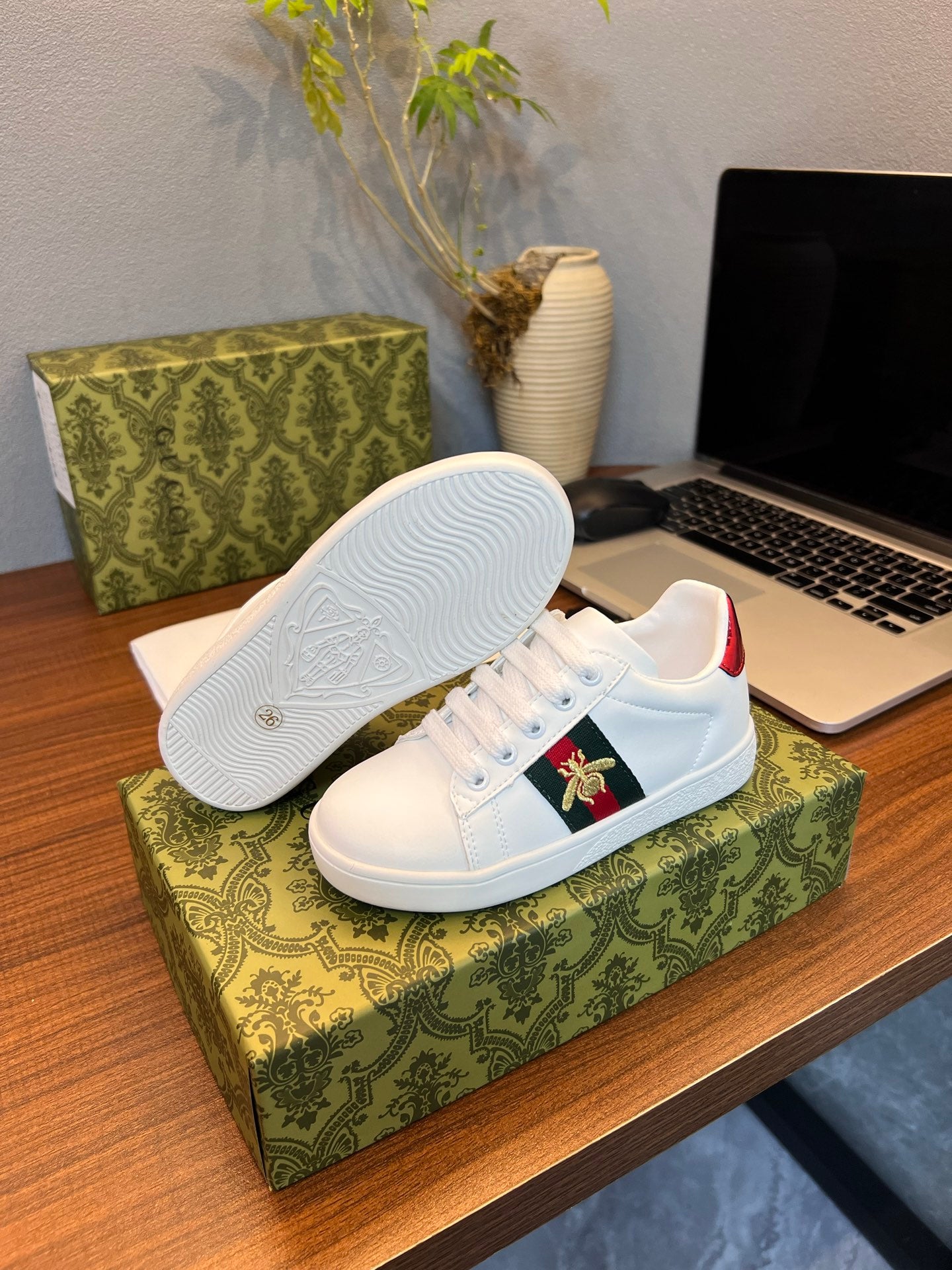 Gucci Kids Sheepskin-Lined Sneakers