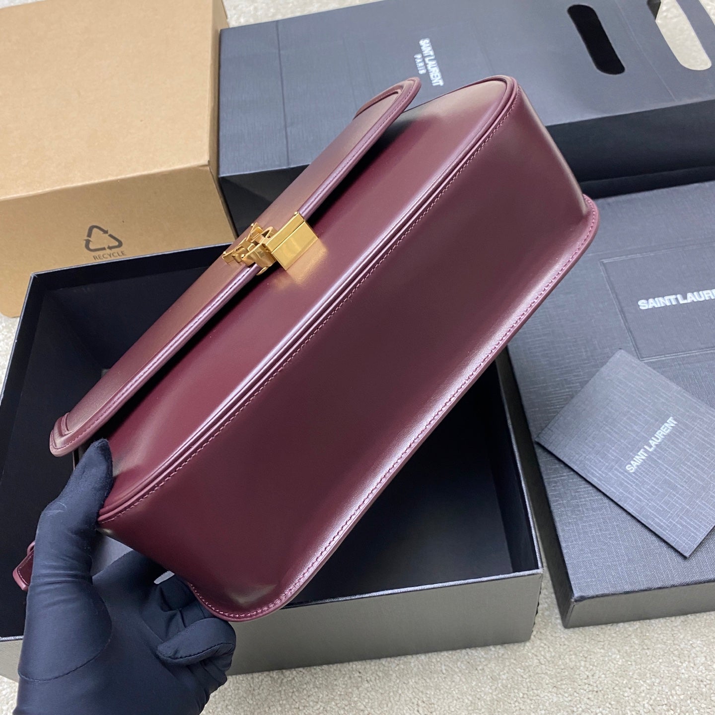 Saint Laurent Solferino Box Leather Crossbody Bag
