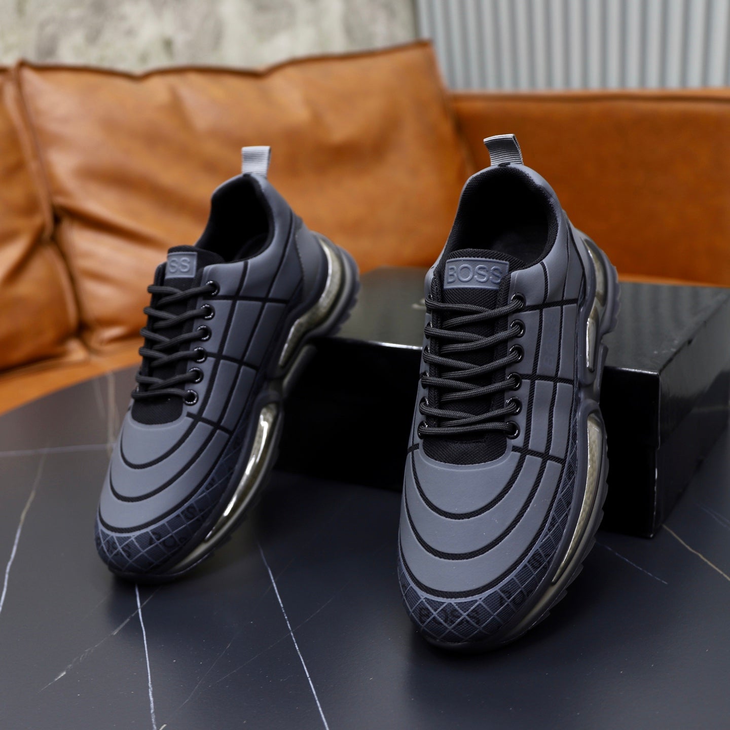 Boss Men's Knit Casual Sneakers