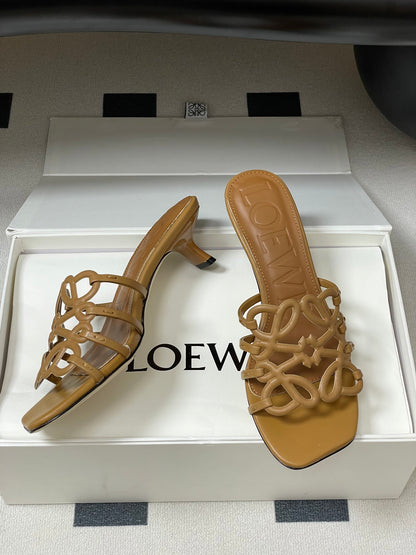 Loewe Hollow-Out Woven Kitten Heel Mules – 25SS Collection