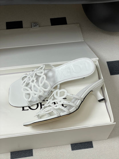 Loewe Hollow-Out Woven Kitten Heel Mules – 25SS Collection