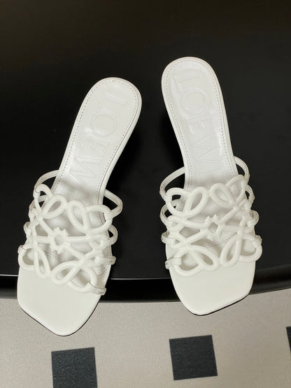 Loewe Hollow-Out Woven Kitten Heel Mules – 25SS Collection