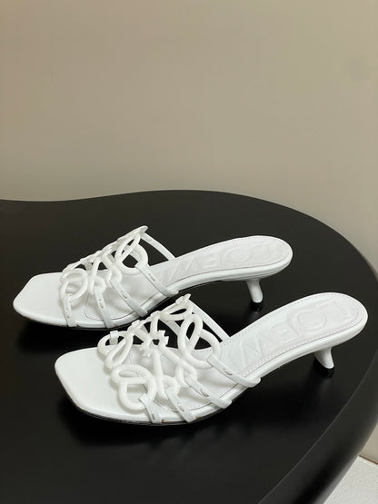 Loewe Hollow-Out Woven Kitten Heel Mules – 25SS Collection