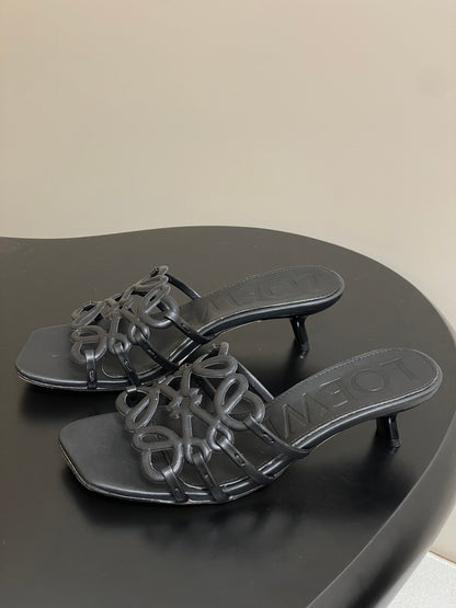 Loewe Hollow-Out Woven Kitten Heel Mules – 25SS Collection