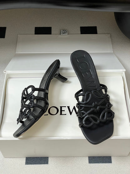 Loewe Hollow-Out Woven Kitten Heel Mules – 25SS Collection