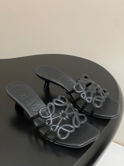 Loewe Hollow-Out Woven Kitten Heel Mules – 25SS Collection
