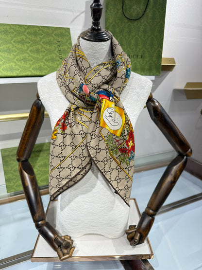Gucci Double-Sided Floral Cashmere Scarf