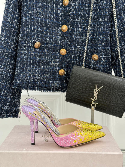 Jimmy Choo Classic Crystal Pointed High-Heeled Sandals