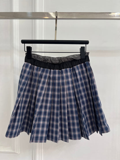 Miu Miu Academic Plaid Pleated Skirt – 25SS