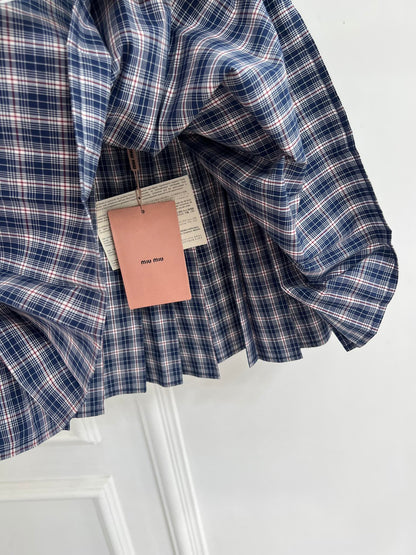 Miu Miu Academic Plaid Pleated Skirt – 25SS