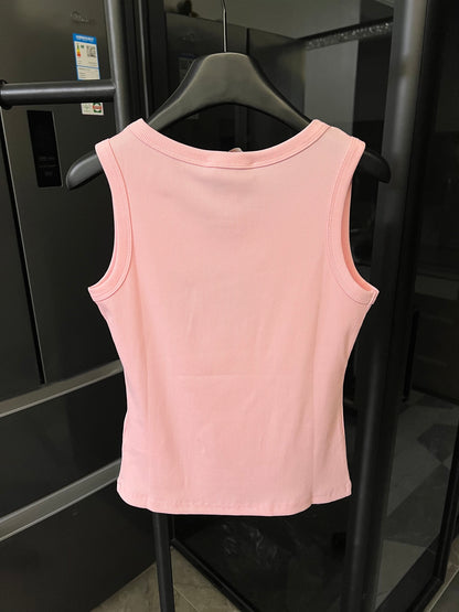 Miu Miu Ribbed Cotton Logo Tank Top – 25SS