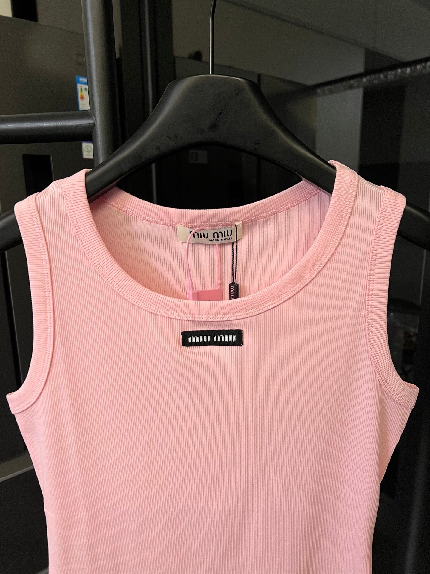 Miu Miu Ribbed Cotton Logo Tank Top – 25SS