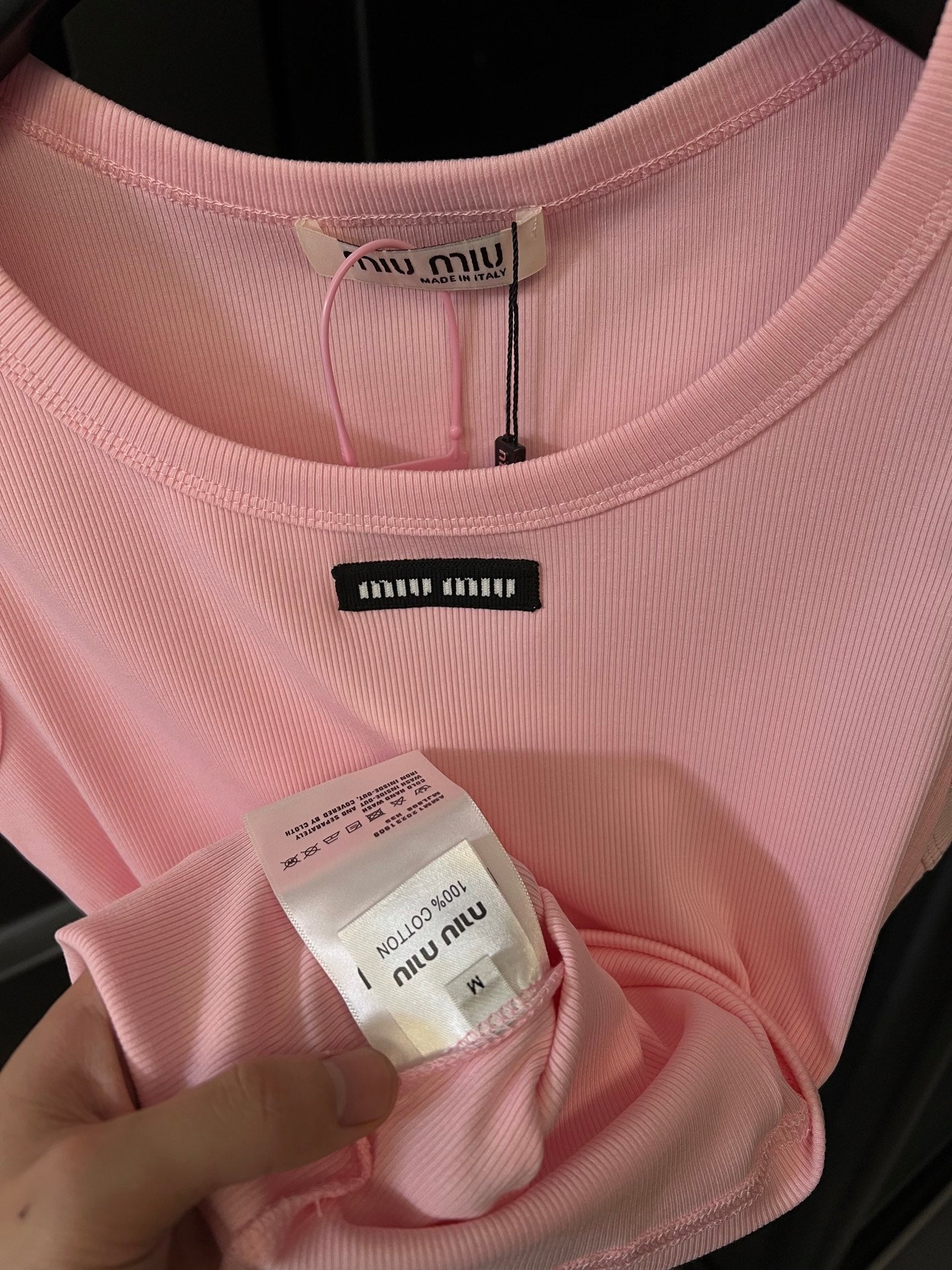Miu Miu Ribbed Cotton Logo Tank Top – 25SS