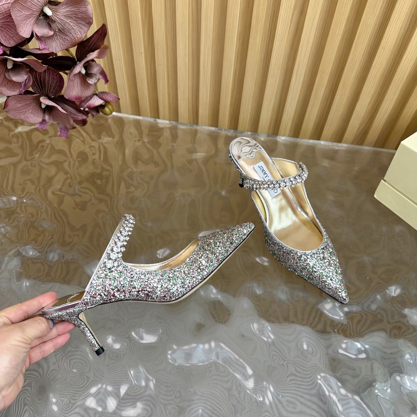 Jimmy Choo Sequined Evening Heels – 2025SS