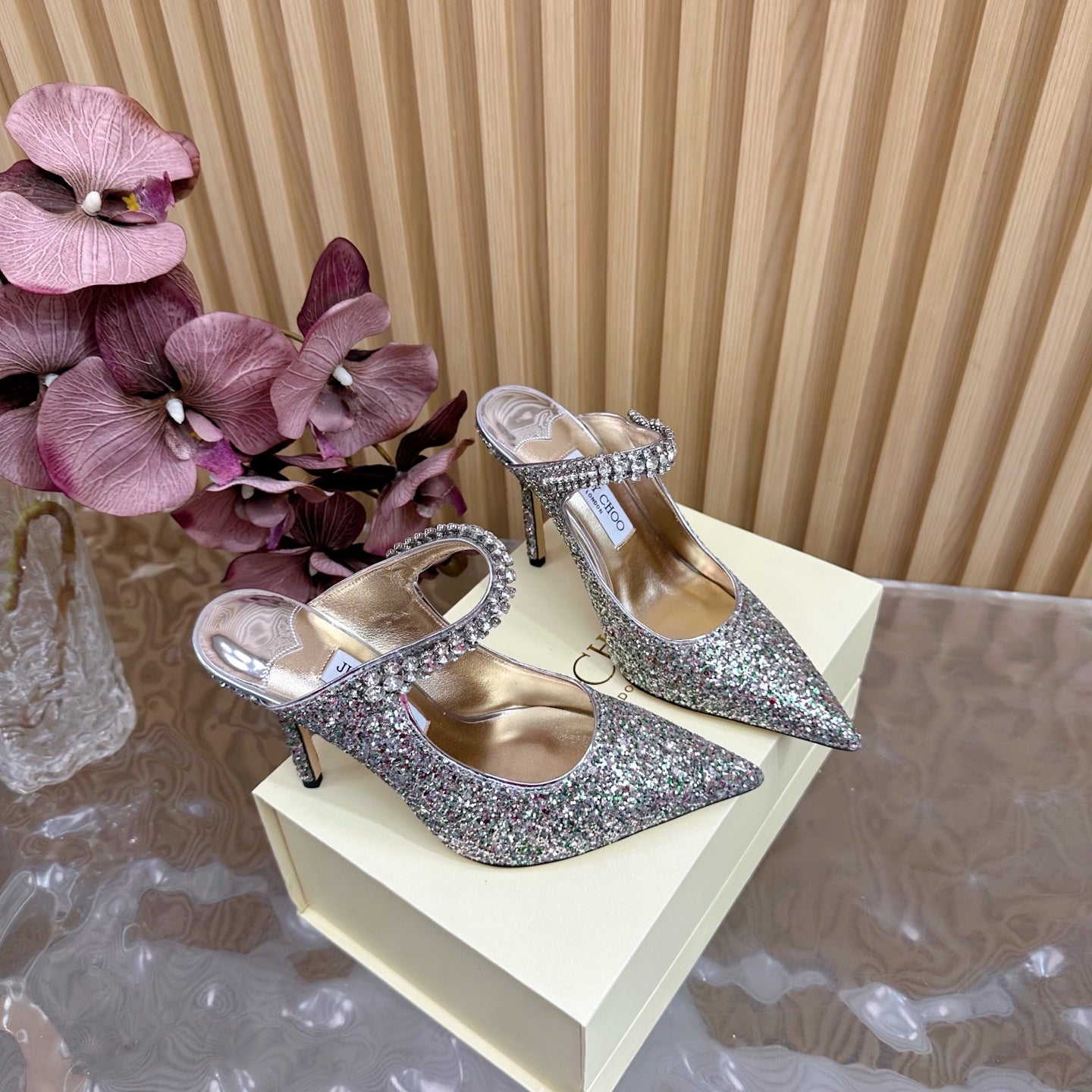 Jimmy Choo Sequined Evening Heels – 2025SS