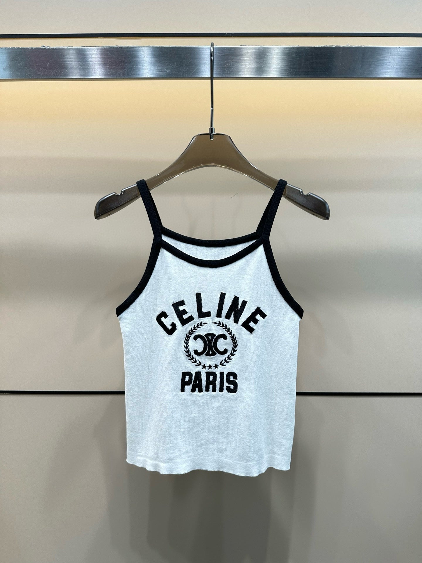 Celine Triomphe Embroidered Knit Tank Top