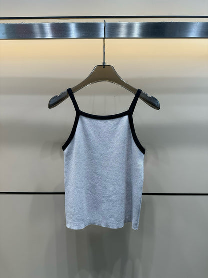 Celine Triomphe Embroidered Knit Tank Top
