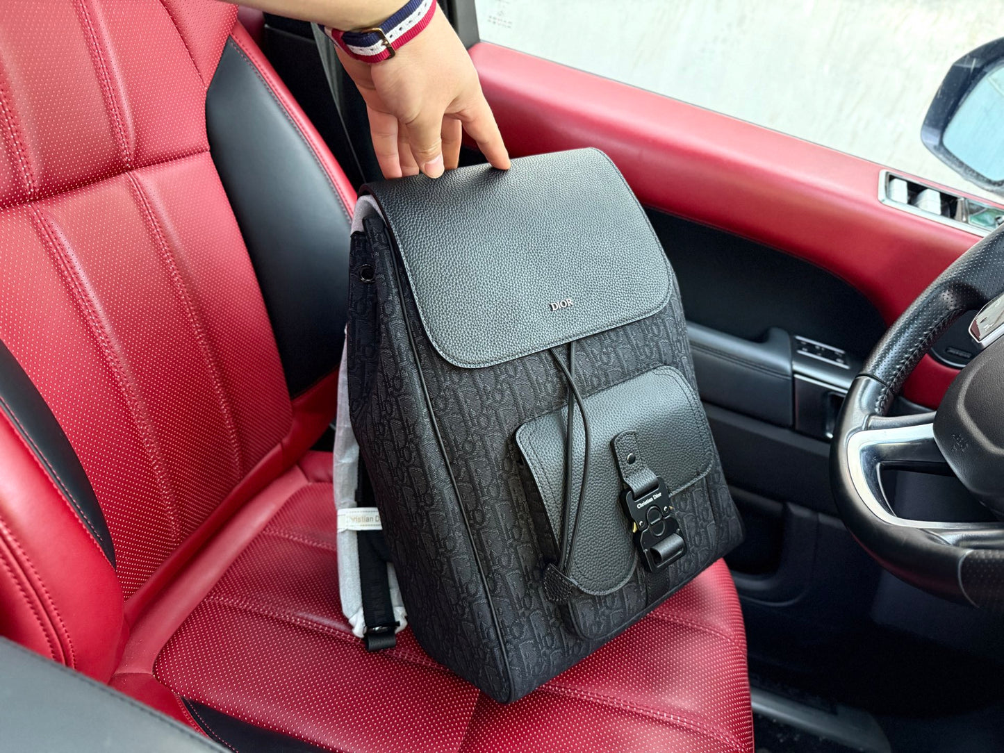 Dior Saddle Grained Leather Backpack