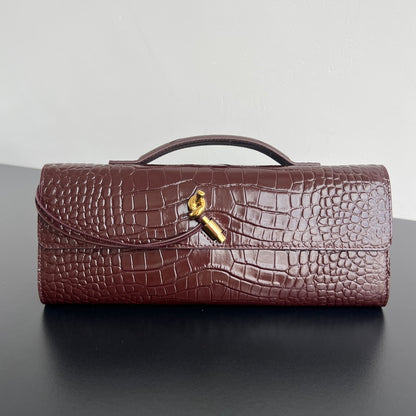 Bottega Veneta Crocodile Embossed Intrecciato Clutch