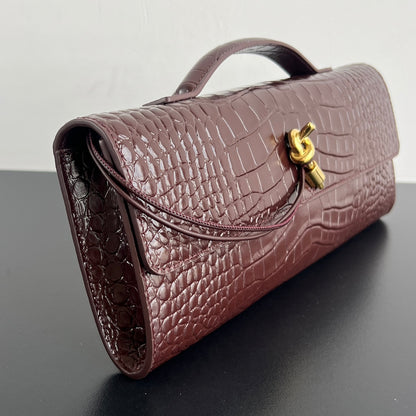 Bottega Veneta Crocodile Embossed Intrecciato Clutch
