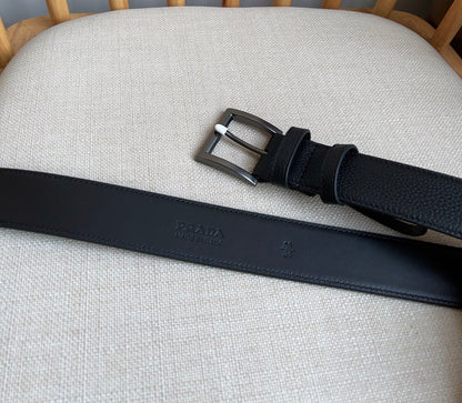 Prada Leather Belt with Triangle Logo
