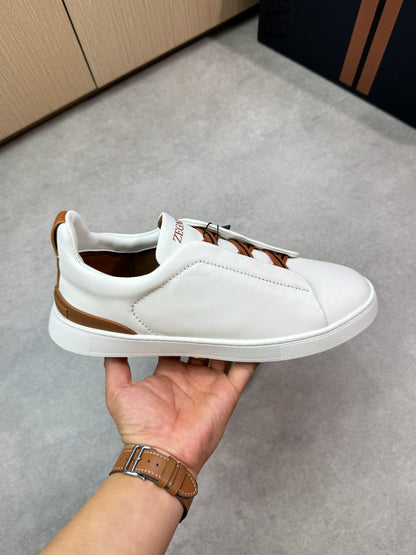 Zegna Triple Stitch Nappa Leather Slip-On Sneakers