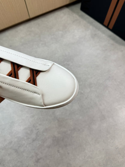 Zegna Triple Stitch Nappa Leather Slip-On Sneakers