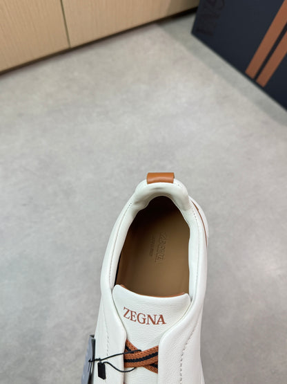 Zegna Triple Stitch Nappa Leather Slip-On Sneakers