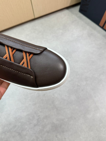Zegna Triple Stitch Nappa Leather Slip-On Sneakers
