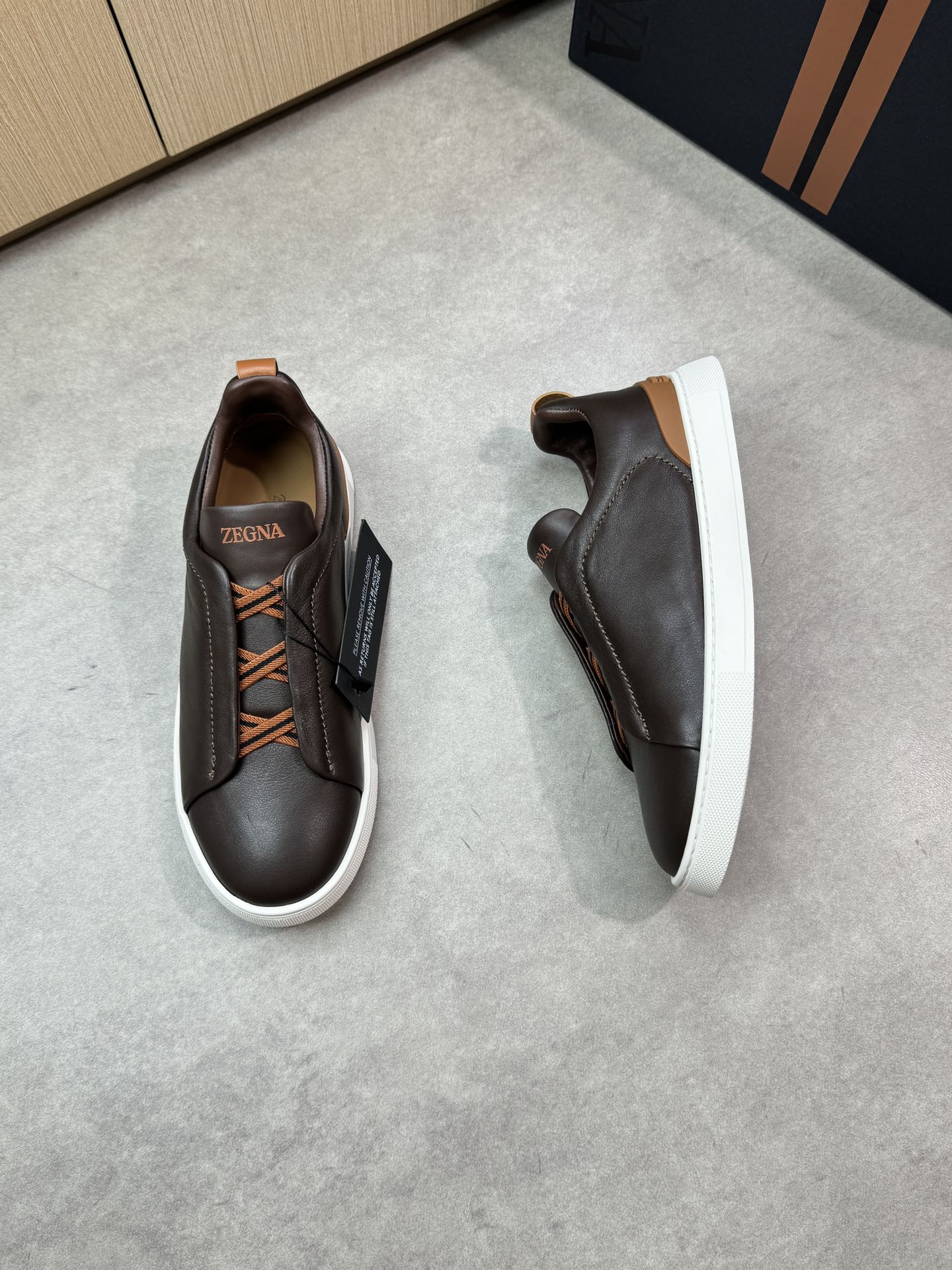 Zegna Triple Stitch Nappa Leather Slip-On Sneakers