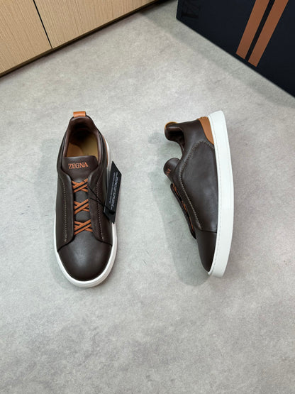 Zegna Triple Stitch Nappa Leather Slip-On Sneakers