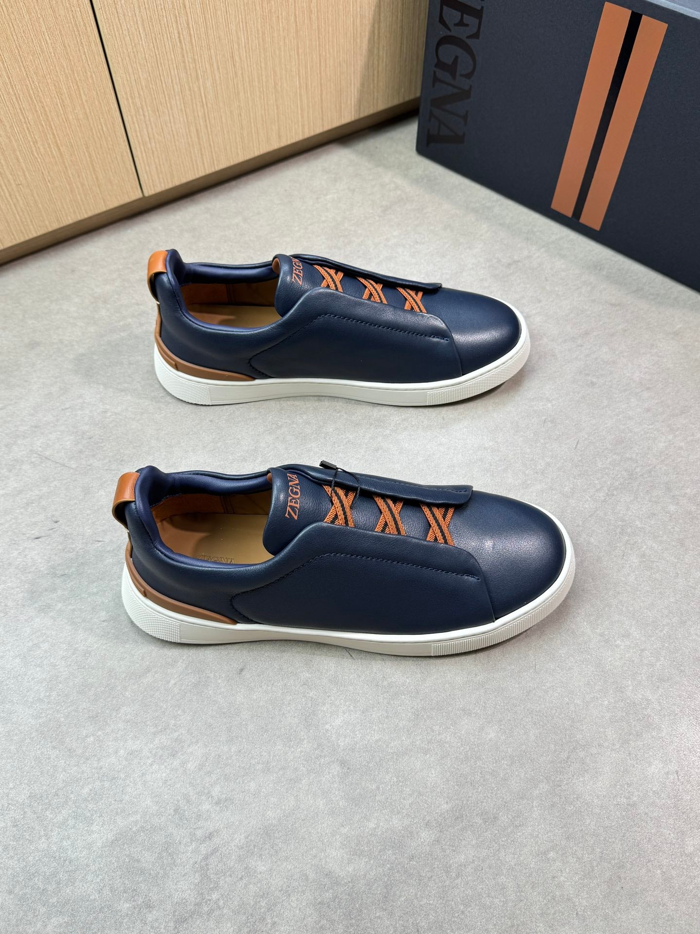Zegna Triple Stitch Nappa Leather Slip-On Sneakers