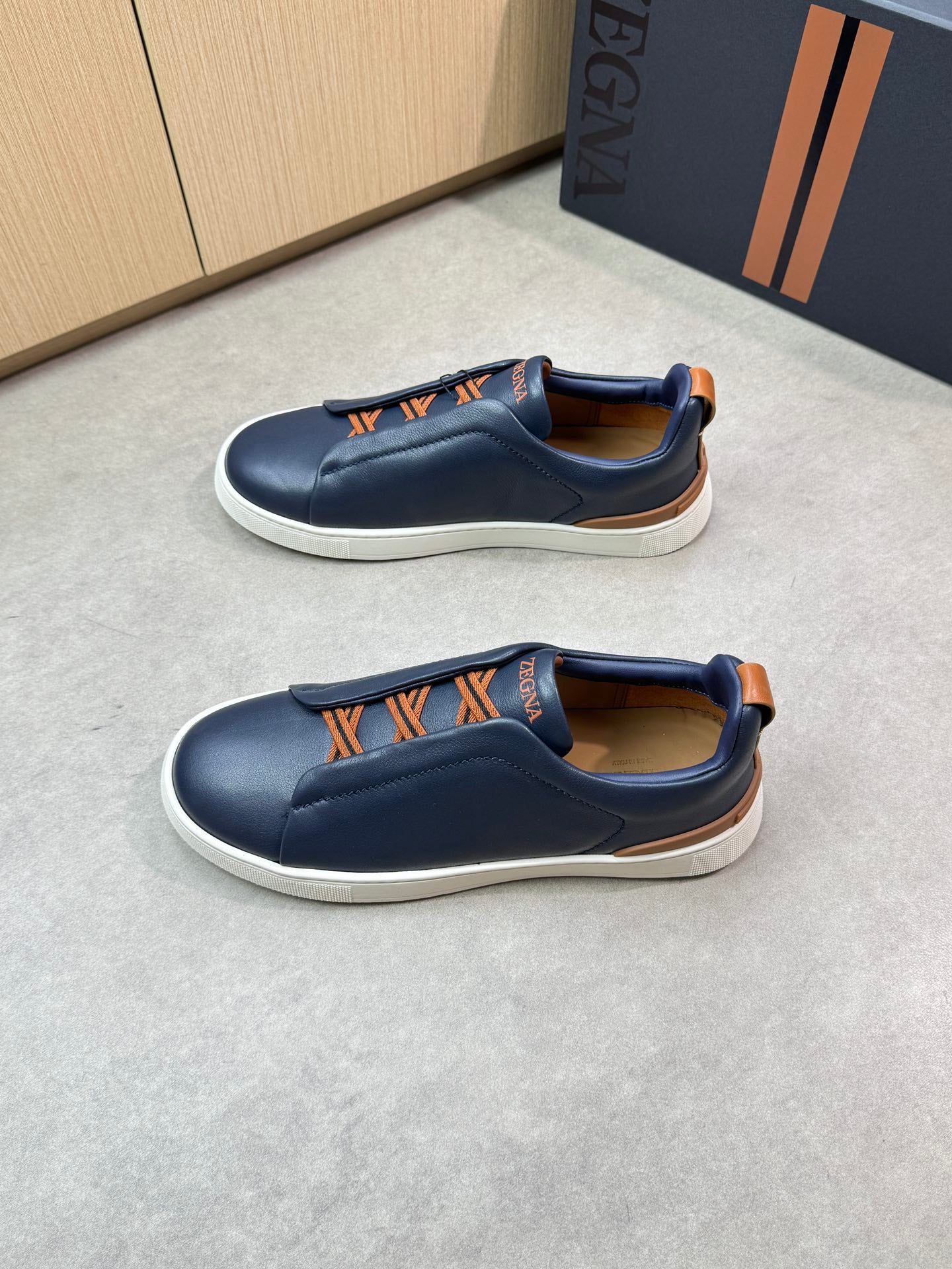 Zegna Triple Stitch Nappa Leather Slip-On Sneakers