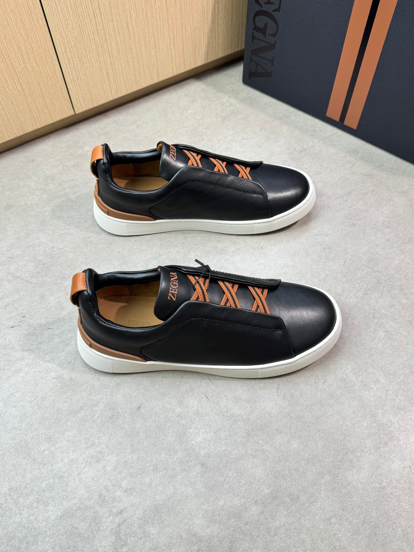 Zegna Triple Stitch Nappa Leather Slip-On Sneakers