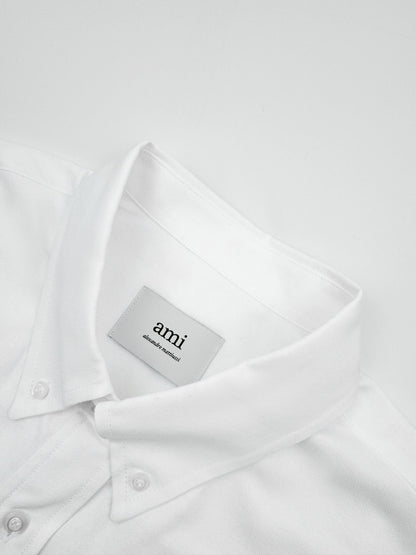 Ami Paris Heart Embroidered Boxy Oxford Shirt