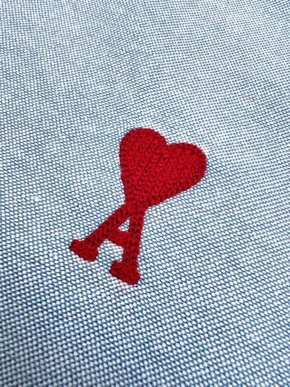 Ami Paris Heart Embroidered Boxy Oxford Shirt