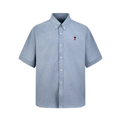 Ami Paris Heart Embroidered Boxy Oxford Shirt