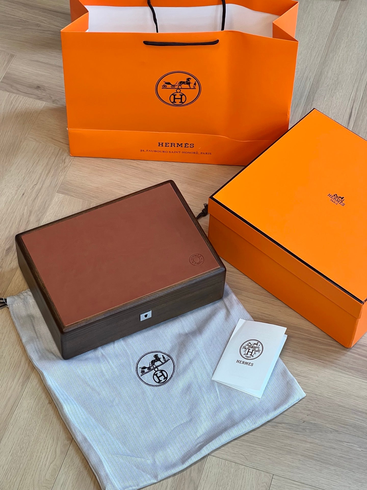 Hermès Rare Leather Wood Jewelry Box
