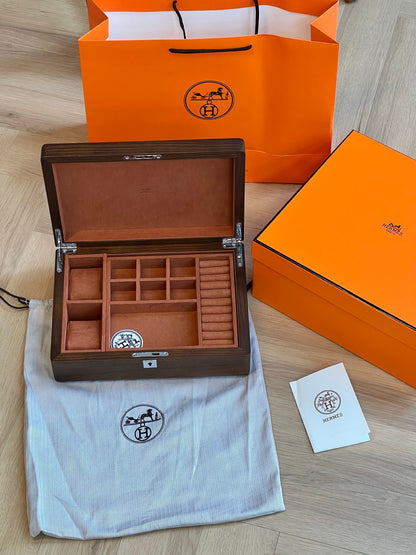 Hermès Rare Leather Wood Jewelry Box