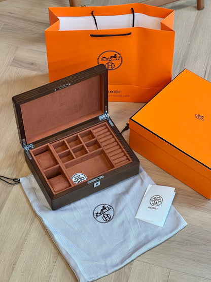 Hermès Rare Leather Wood Jewelry Box