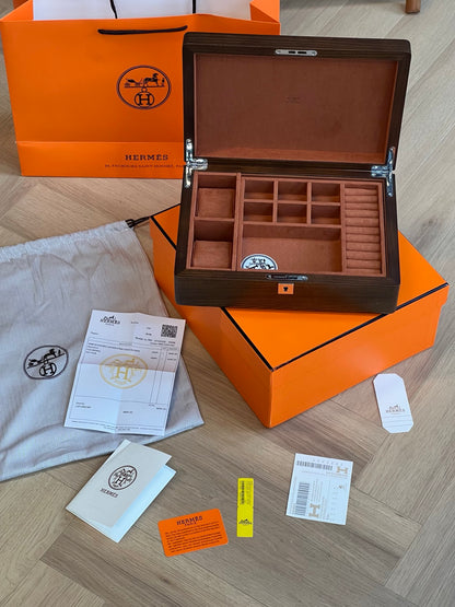 Hermès Rare Leather Wood Jewelry Box