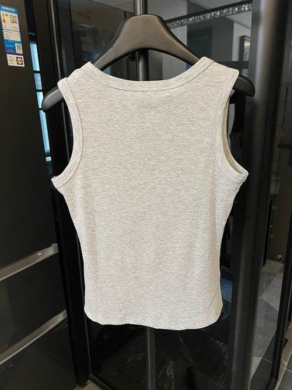 Miu Miu Ribbed Cotton Logo Tank Top – 25SS