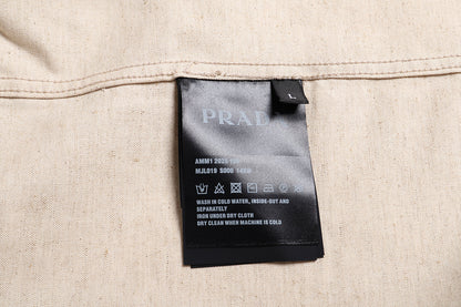 Prada Linen-Cotton Triangle Logo Long-Sleeve Shirt – 25SS