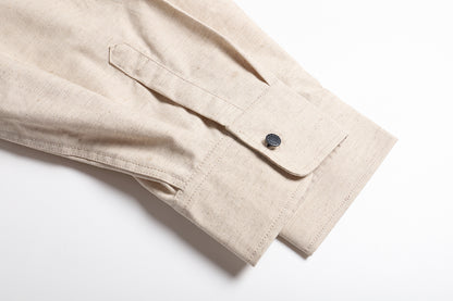 Prada Linen-Cotton Triangle Logo Long-Sleeve Shirt – 25SS