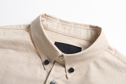 Prada Linen-Cotton Triangle Logo Long-Sleeve Shirt – 25SS